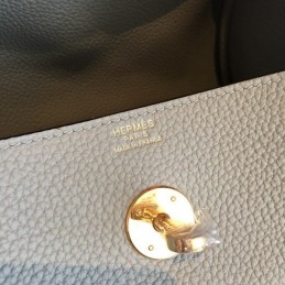 Replica Hermes Light Gray Lindy 30 Smooth Leather Bag