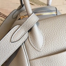 Replica Hermes Light Gray Lindy 30 Smooth Leather Bag