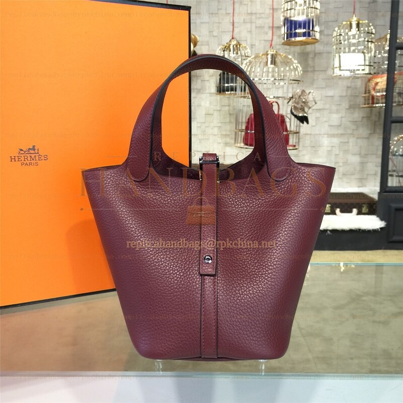 Replica Hermes Burgundy Picotin Lock 13 Bag