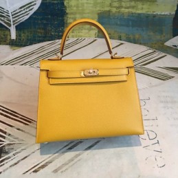 Replica Hermes Yellow Kelly 25 Smooth Leather Bag