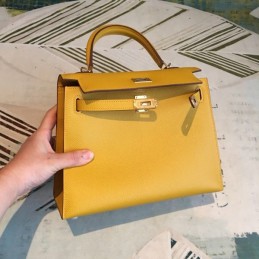 Replica Hermes Yellow Kelly 25 Smooth Leather Bag