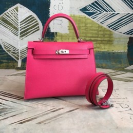 Replica Hermes Fuchsia Kelly 25 Smooth Leather Bag