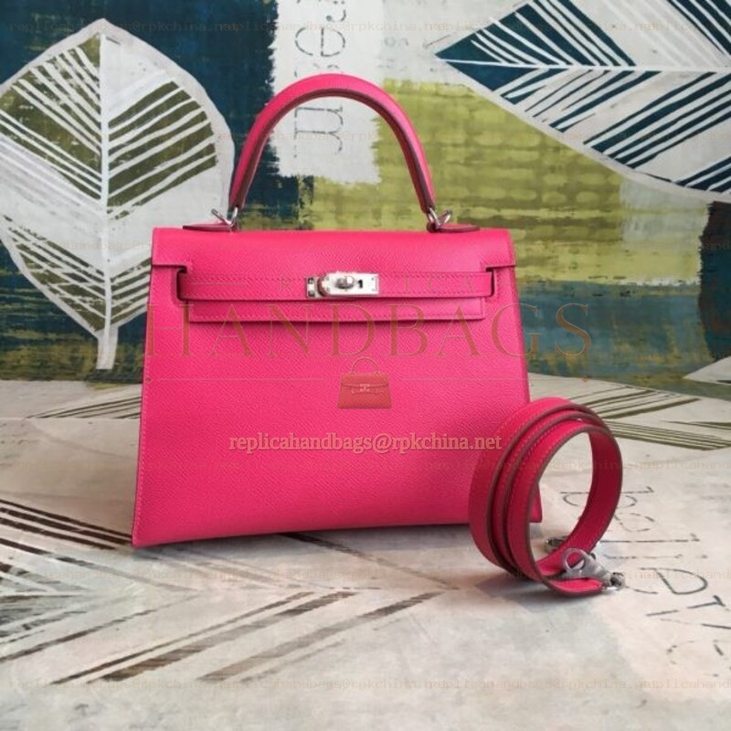 Replica Hermes Fuchsia Kelly 25 Smooth Leather Bag