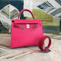 Replica Hermes Fuchsia Kelly 25 Smooth Leather Bag