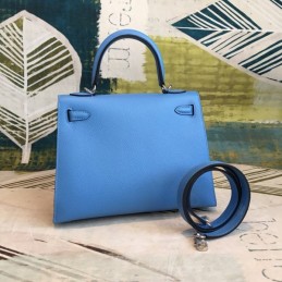 Replica Hermes Blue Kelly 25 Smooth Leather Bag