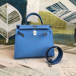 Replica Hermes Blue Kelly 25 Smooth Leather Bag