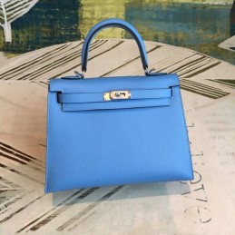 Replica Hermes Blue Kelly 25 Smooth Leather Bag
