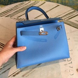 Replica Hermes Blue Kelly 25 Smooth Leather Bag