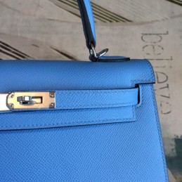 Replica Hermes Blue Kelly 25 Smooth Leather Bag