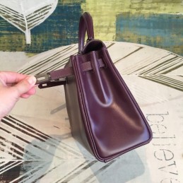 Replica Hermes Burgundy Kelly 25 Textured Leather Bag