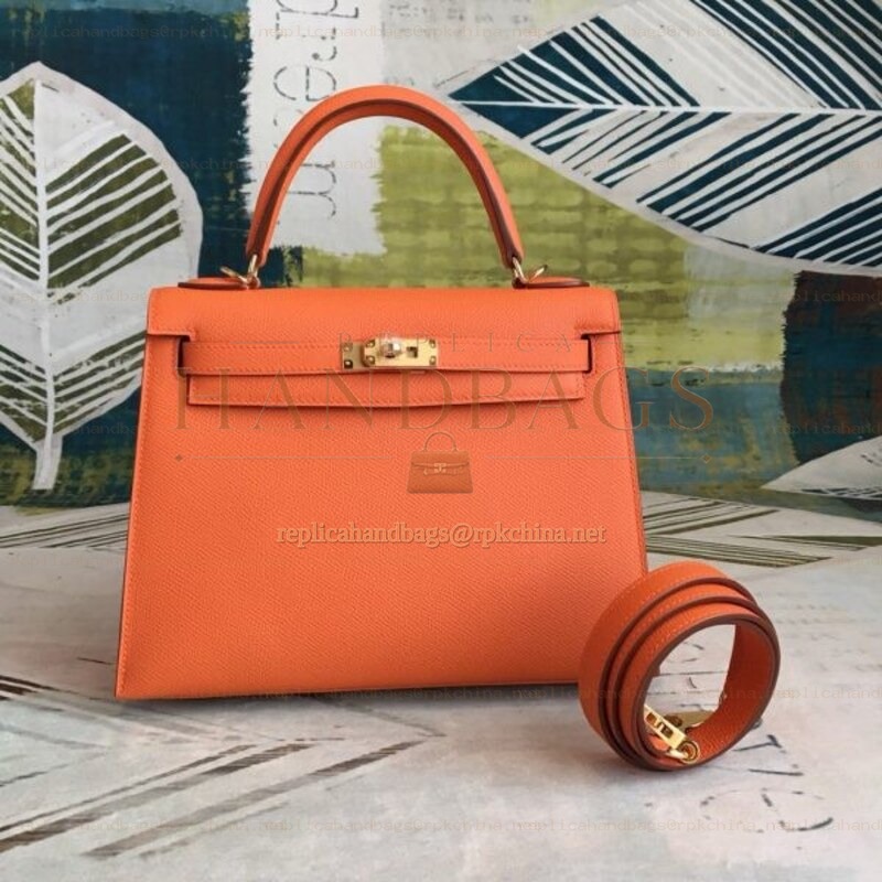 Replica Hermes Orange Kelly 25 Bag