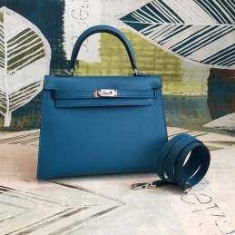 Replica Hermes Teal Kelly 25 Gold Hardware Bag