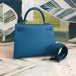Replica Hermes Teal Kelly 25 Gold Hardware Bag