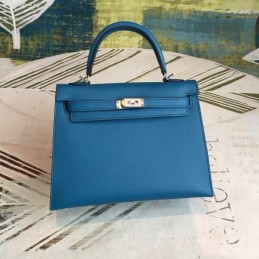 Replica Hermes Teal Kelly 25 Gold Hardware Bag