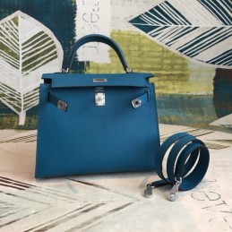 Replica Hermes Teal Kelly 25 Gold Hardware Bag