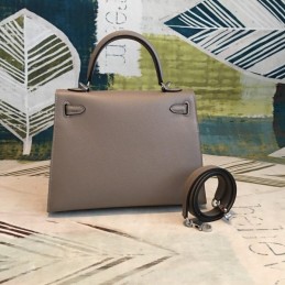 Replica Hermes Taupe Kelly 25 Palladium Hardware Bag