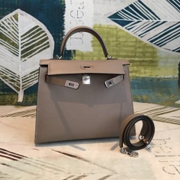 Replica Hermes Taupe Kelly 25 Palladium Hardware Bag