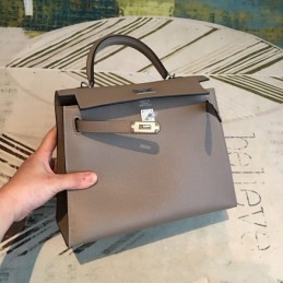 Replica Hermes Taupe Kelly 25 Palladium Hardware Bag