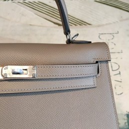 Replica Hermes Taupe Kelly 25 Palladium Hardware Bag