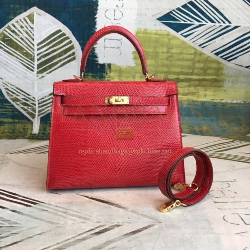 Replica Hermes Red Kelly 25 Textured Leather Bag