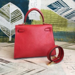 Replica Hermes Red Kelly 25 Textured Leather Bag