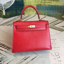 Replica Hermes Red Kelly 25 Textured Leather Bag