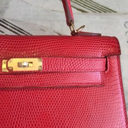 Replica Hermes Red Kelly 25 Textured Leather Bag