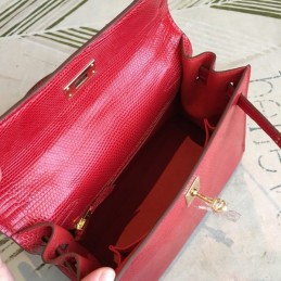 Replica Hermes Red Kelly 25 Textured Leather Bag