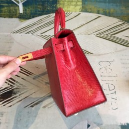 Replica Hermes Red Kelly 25 Textured Leather Bag