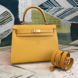 Replica Hermes Yellow Kelly 28 Gold Hardware Bag