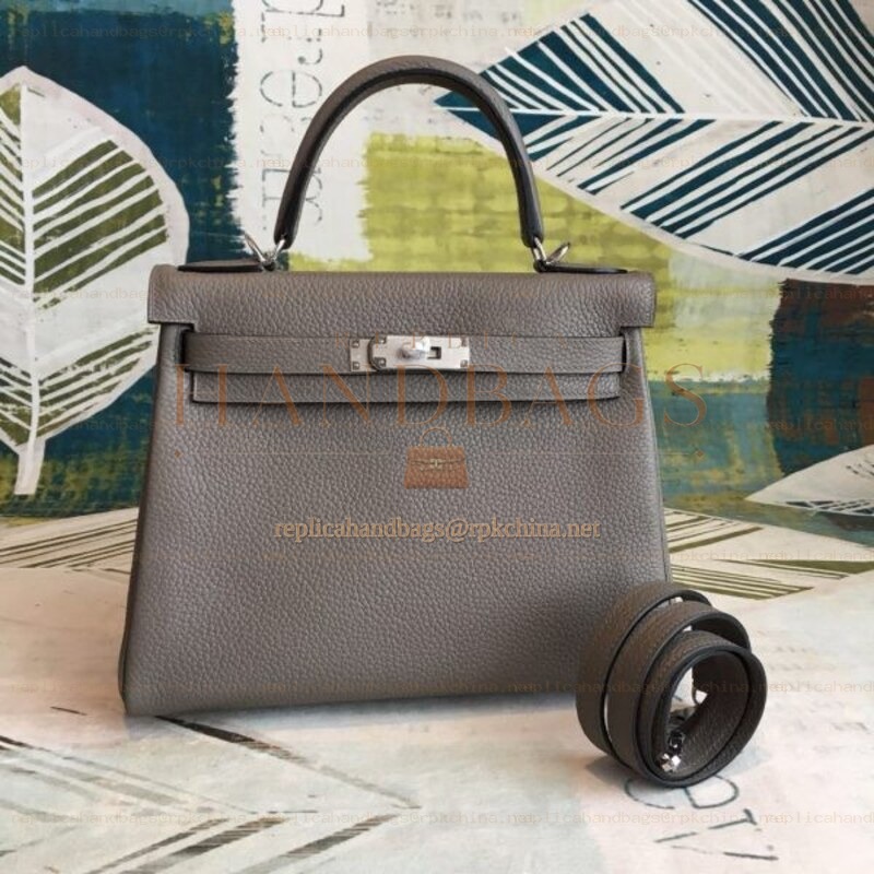 Replica Hermes Gray Kelly 28 Smooth Leather Bag