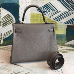 Replica Hermes Gray Kelly 28 Smooth Leather Bag
