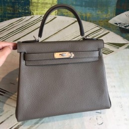 Replica Hermes Gray Kelly 28 Smooth Leather Bag