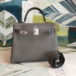 Replica Hermes Gray Kelly 28 Smooth Leather Bag