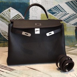 Replica Hermes Black Kelly 35 Bag