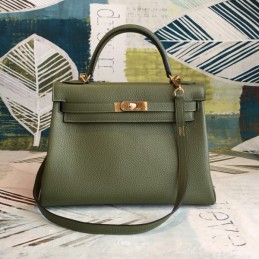 Replica Hermes Olive Green Kelly 32 Shoulder Strap Bag