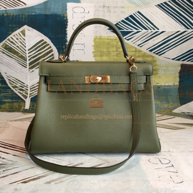 Replica Hermes Olive Green Kelly 32 Shoulder Strap Bag