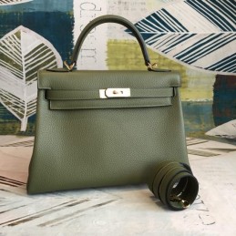 Replica Hermes Olive Green Kelly 32 Shoulder Strap Bag