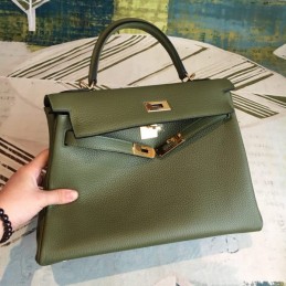 Replica Hermes Olive Green Kelly 32 Shoulder Strap Bag