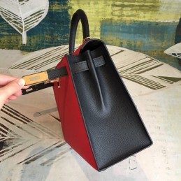 Replica Hermes Red Black Kelly 25 Gold Hardware Bag