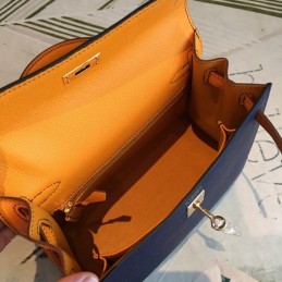 Replica Hermes Navy Orange Kelly 25 Contrast Stitch Bag