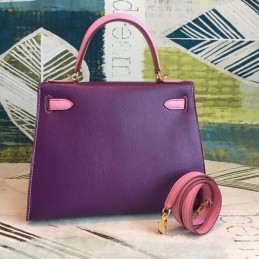 Replica Hermes Purple Kelly 25 Gold Hardware Bag