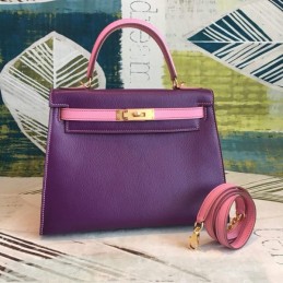 Replica Hermes Purple Kelly 25 Gold Hardware Bag