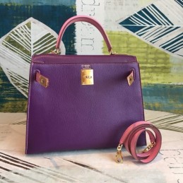 Replica Hermes Purple Kelly 25 Gold Hardware Bag