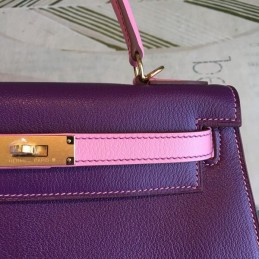 Replica Hermes Purple Kelly 25 Gold Hardware Bag