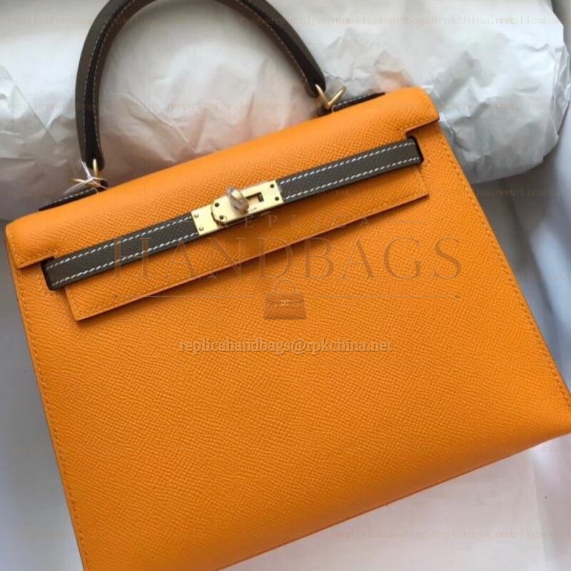 Replica Hermes Tan Kelly 25 Contrast Stitch Bag