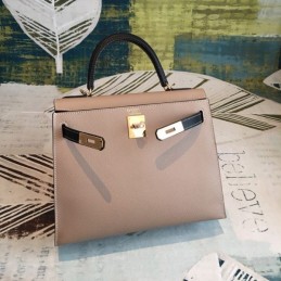 Replica Hermes Tan Black Kelly 25 Top Handle Bag