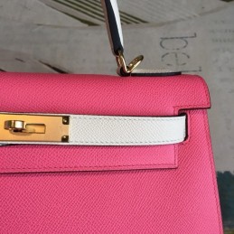 Replica Hermes Pink White Kelly 25 Shoulder Strap Bag