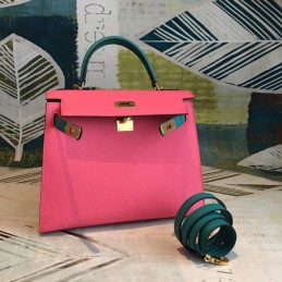 Replica Hermes Pink Teal Kelly 25 Gold Hardware Bag