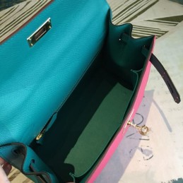Replica Hermes Pink Teal Kelly 25 Gold Hardware Bag